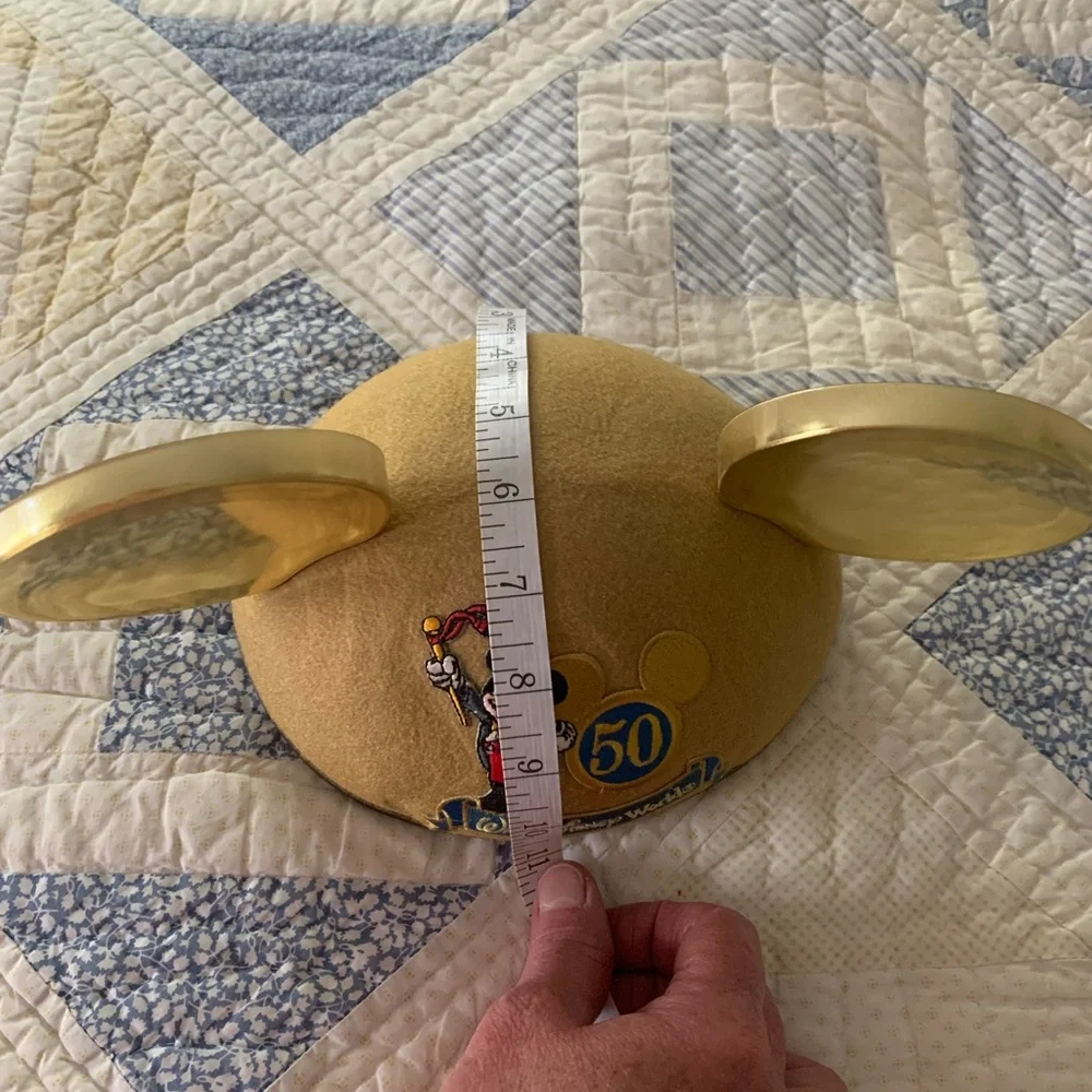 Vintage Walt Disney World Gold Mickey Mouse Ears Celebration Cap Hat Size Adult